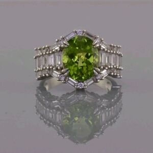 Peridot And White Sapphire Ring